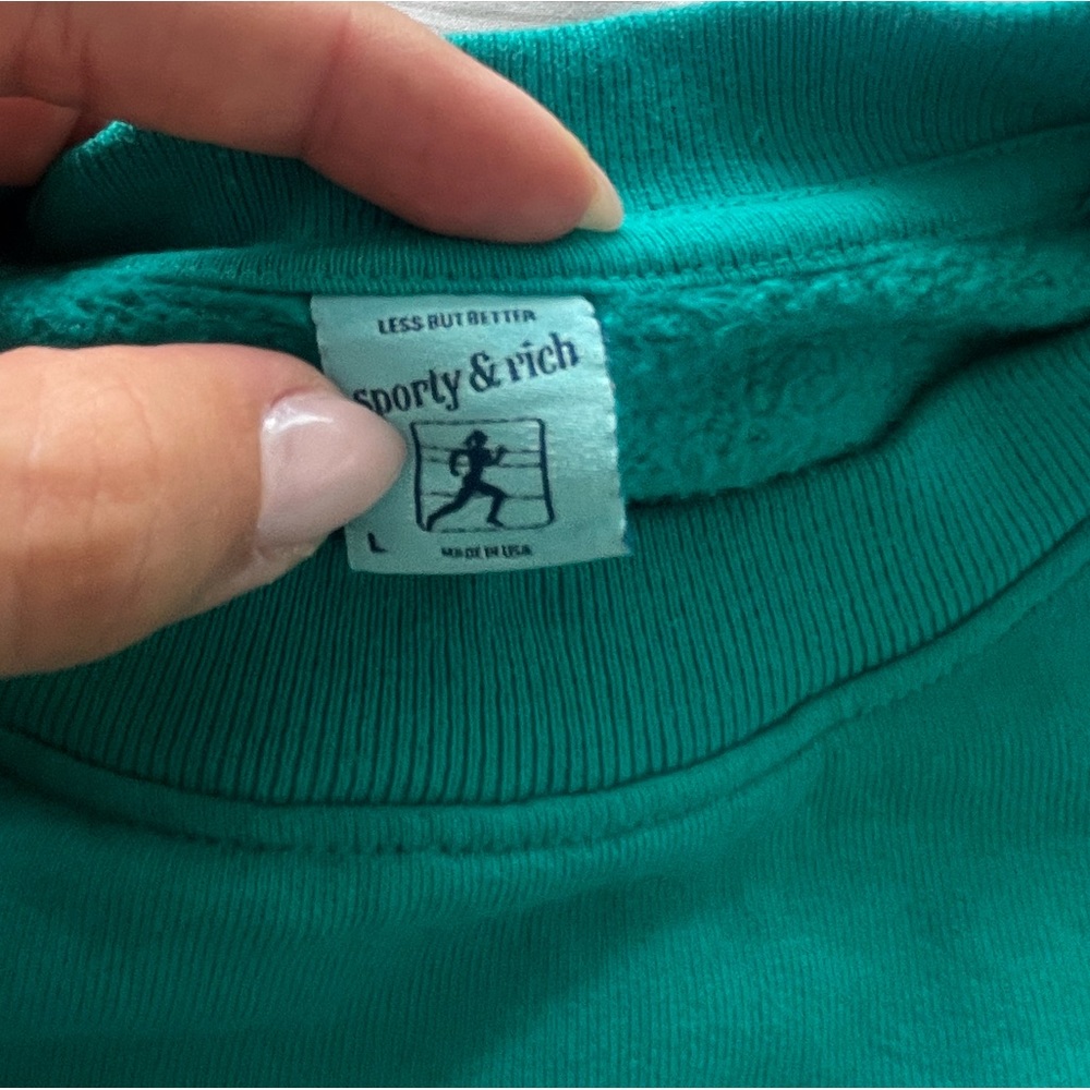 Sporty & Rich Teal Stars Health Crew Crewneck - Never Worn - Picture 3 of 4
